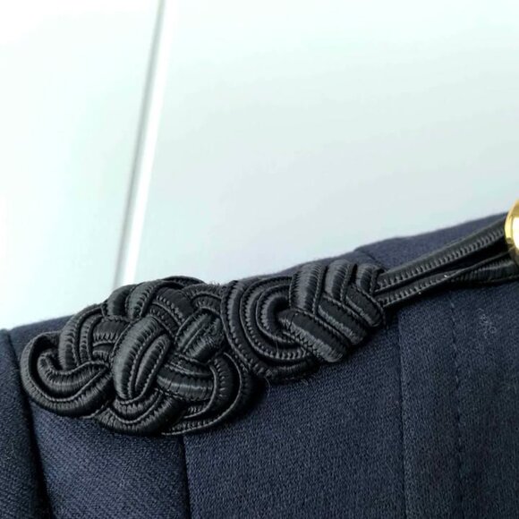 PRICH Wool Military Trench Coat – Navy with Gold Trim - Picture 5 of 10